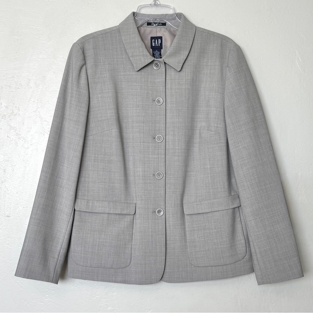 GAP Gray Stretch Relaxed Button-Up Long Sleeves Blazer Jacket Size L